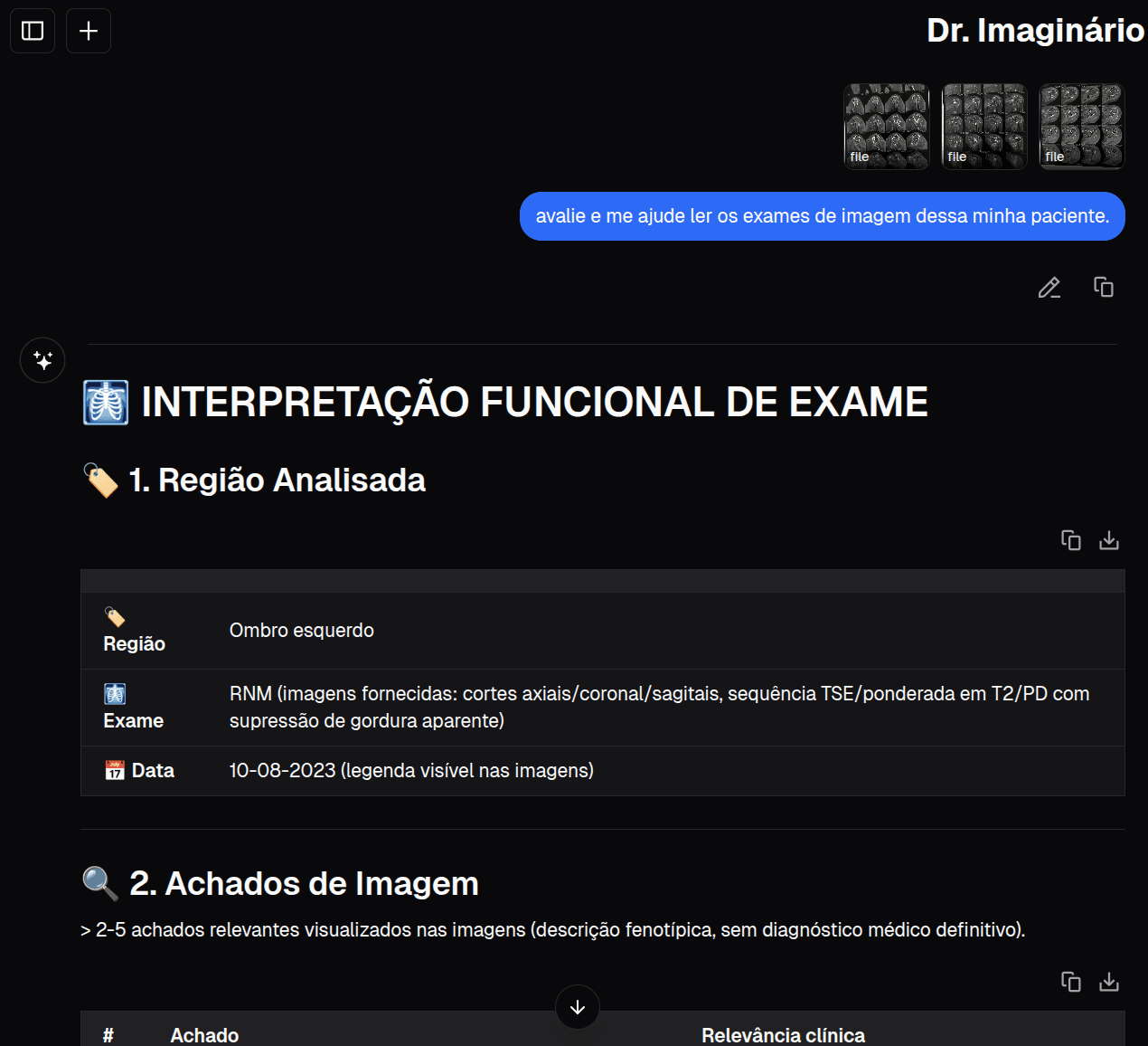 Dr. Imaginário — enviando laudo de exame